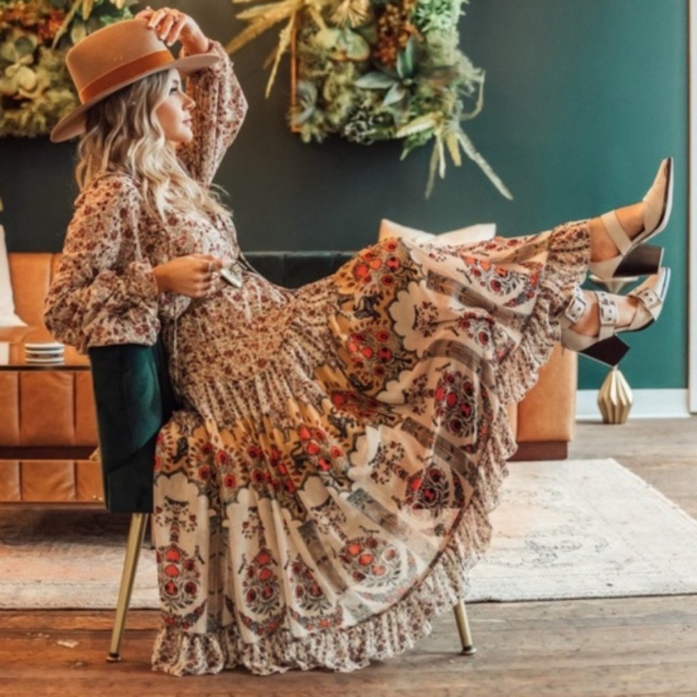 Free People M Feeling Groovy Maxi Dress